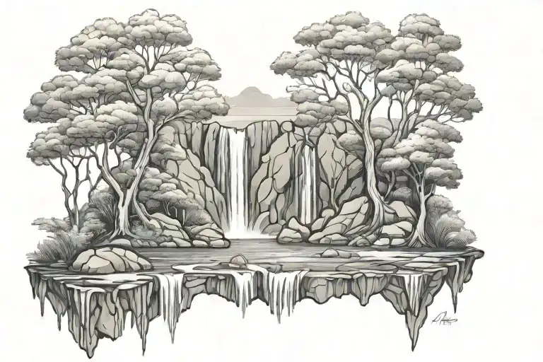 Trees And Waterfall Cascading Chest