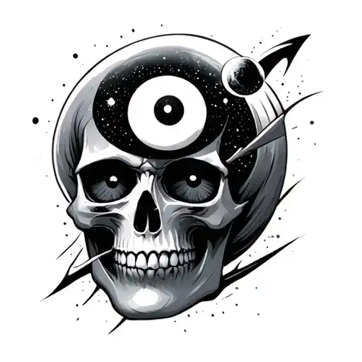 Skull With Sharingan Eyes And Universe In Head