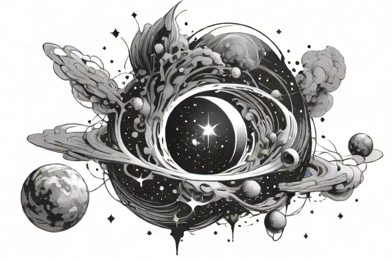 Galaxy Design Incorporating Stars And Black Hole