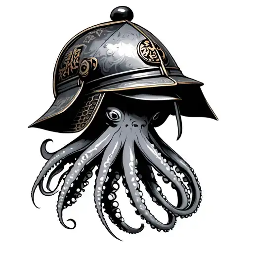 Octopus Wearing A Samurai Helmet