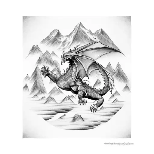 A Majestic Dragon Soaring Above A Mountain Range
