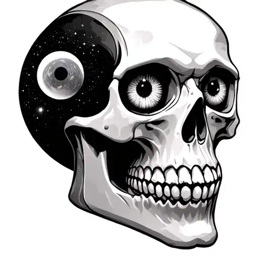 Skull With Mangekyou Sharingan Eyes And Universe In Head