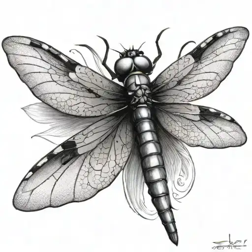 Dragonfly Landing Open Wings