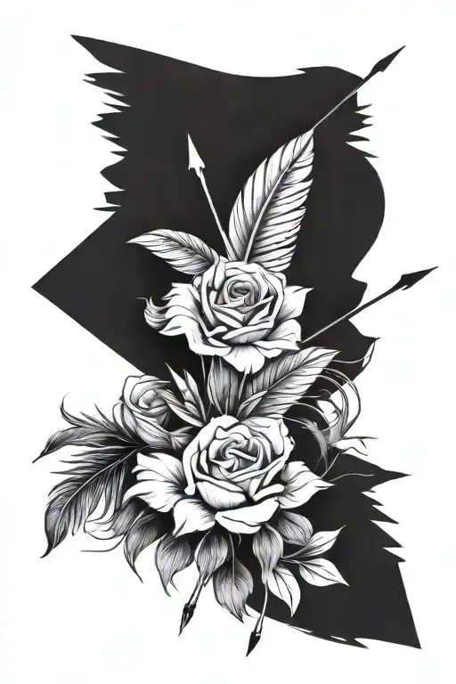 Arrow And Feather With Flowers