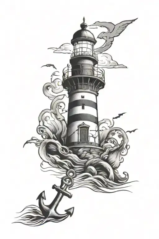 Light House And Anchor Cross