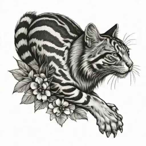 Tabby Tiger Mackerel Cat With A Sprig Of Gooseberry