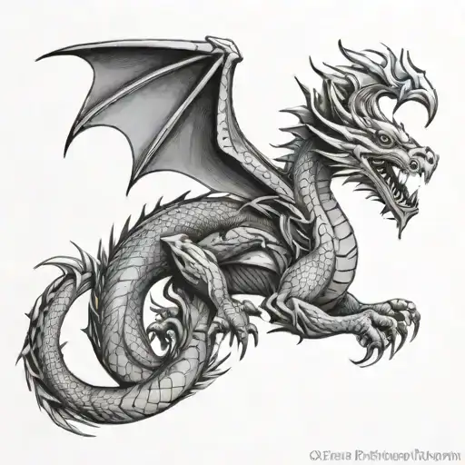 Dragon Minimalist Tattoo Bicep To Shoulder