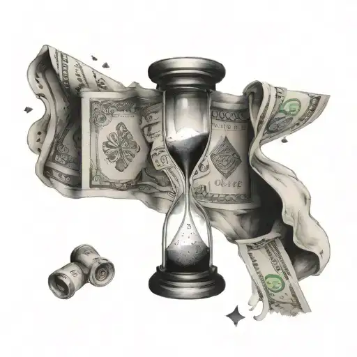 An Hourglass Gradually Disintegrating Into Banknotes