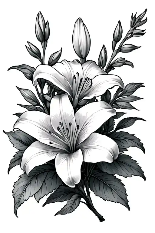 Larkspur And Lily Flower