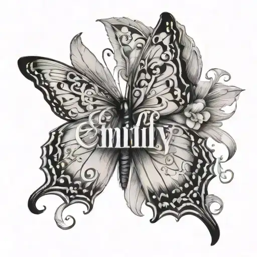 The Name Emily And A Butterfly For A Male