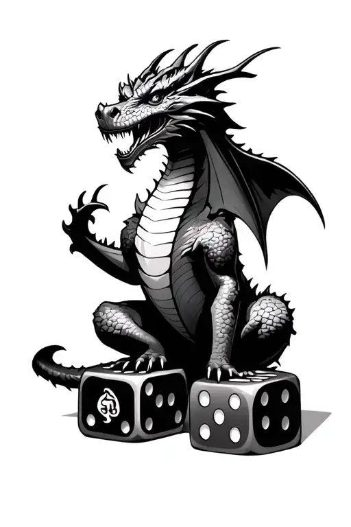 Dragon Sitting On Dice