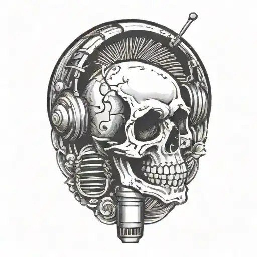 Skull And 50'S Microphone