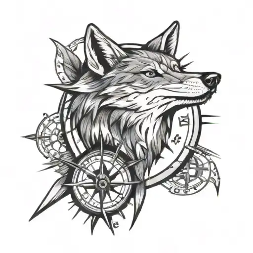 Old School Wolf In Compass