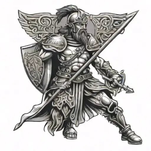 Irish Warrior With Spear And Shield
