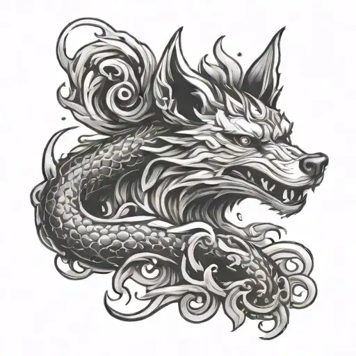 Free Fox And Dragon Like Symbol In Japanese Style