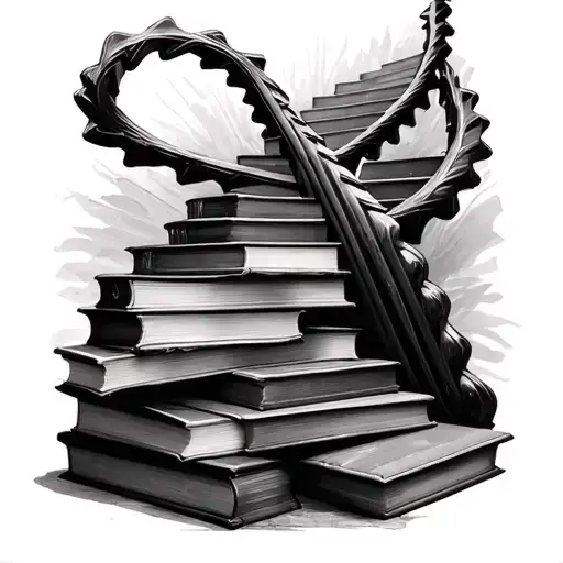 Steps Consisting Of Only Books Of Different Sizes Form A Screw Staircase