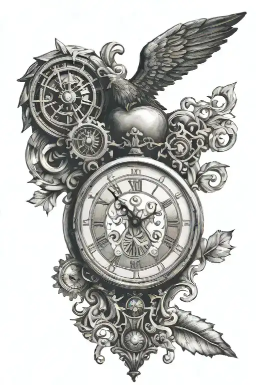 Heart Of Christ And A Roman Clock Together