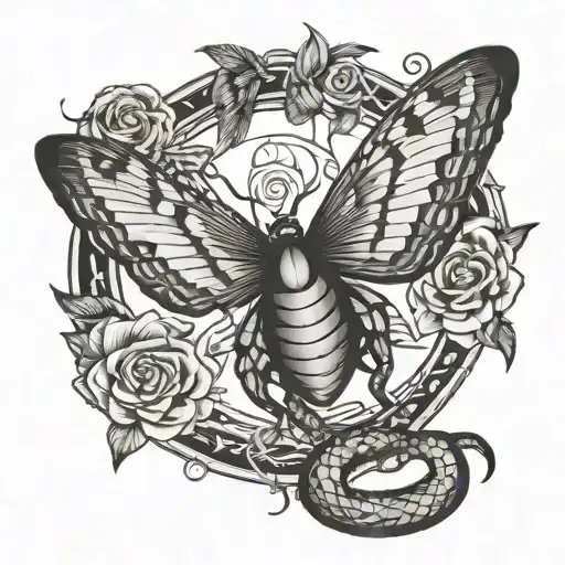 Illuminati And Snake And Butter Fly