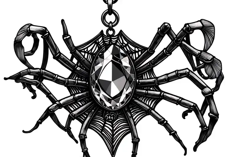 Art Nouveau Spider Web With Center Jewel Pendant Attached