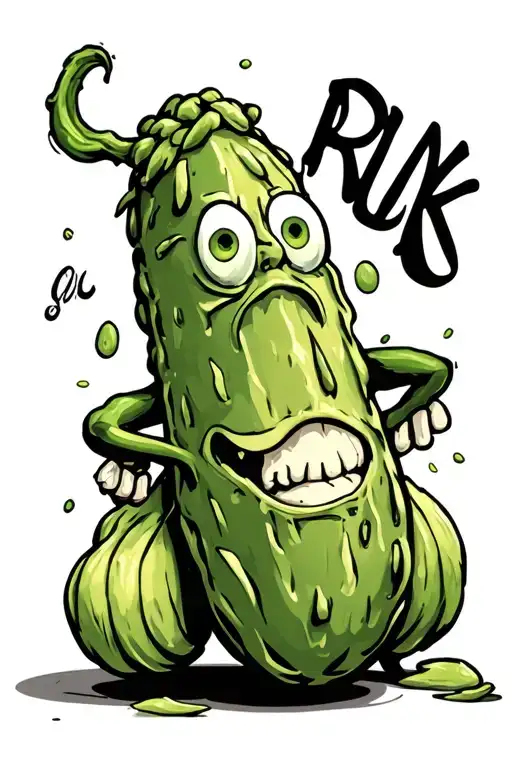 Punk Rock Pickle Cartoon Character