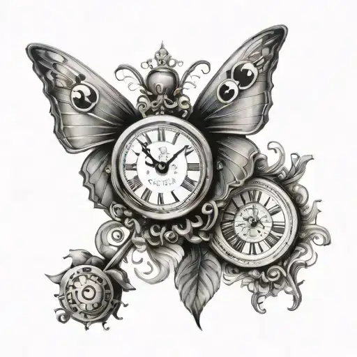Butterfly And Clock Face
