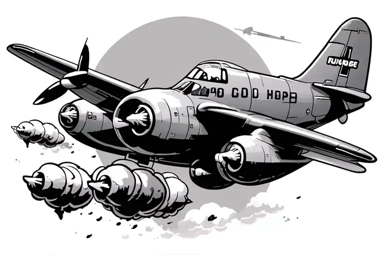A Cartoon Plane Dropping Bombs