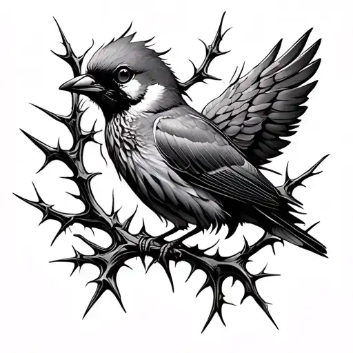 I Want The Bird To Be Smaller And The Thorns To Come Down The Forearm
