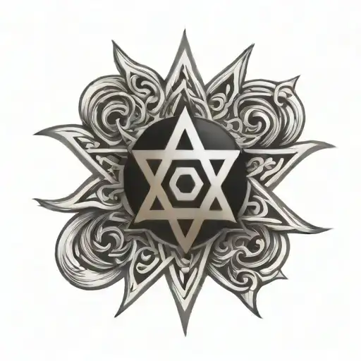 Star Of David With Irish Symbol Combined