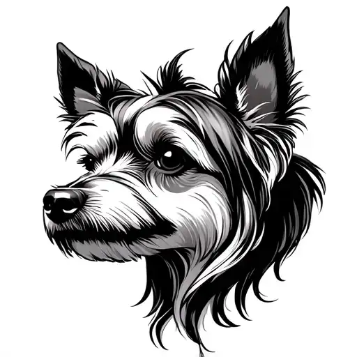 Chinese Crested Dog Drawn With Lines