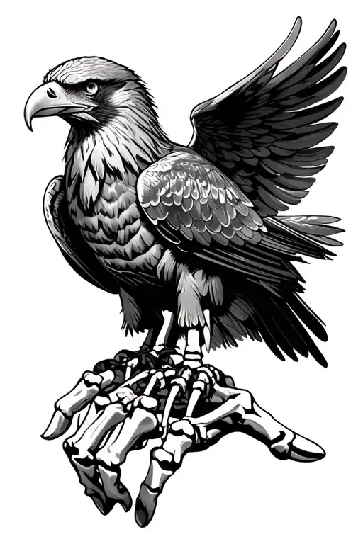 Eagle Perched On A Skeletal Hand