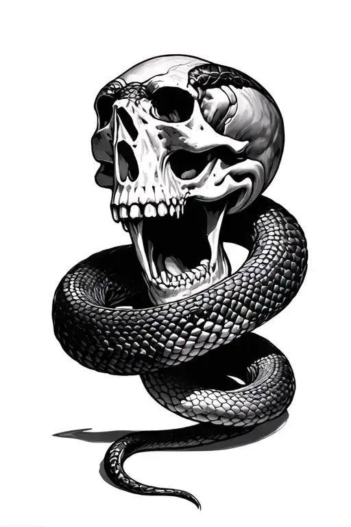 Snake Choking Skull