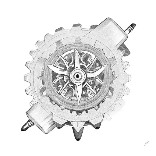 A Vintage Revolver Intertwined With A Rose And Gears