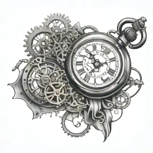 A Single Bloody Nonfunctional Pocket Watch Broken Into Multiple Parts With A Steampunk Theme