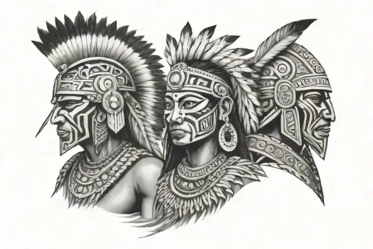 Guy And Girl Aztec Warrior