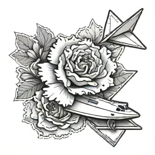 Puzzle Piece With Carnation Flower And Paper Airplane