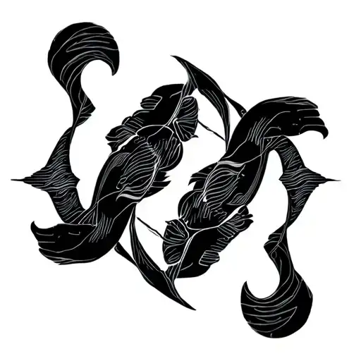 Mixed Gemini And Pisces Sign Geometric Tattoo Design Combining