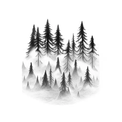 Forest Leading Into Mountains With Rain Clouds Overhead