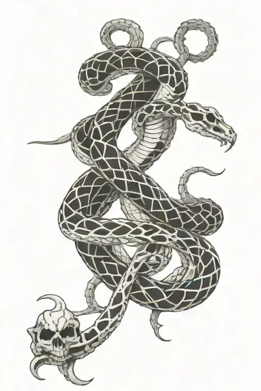 Snake Skeleton Weaving Through Delta Symbol Intertwined