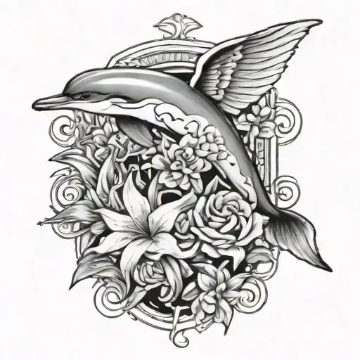 Angel Wing Flowers Dolphin