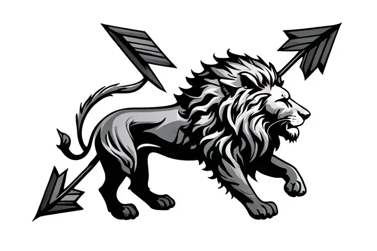 Lion Inside Arrow Design Incorporating