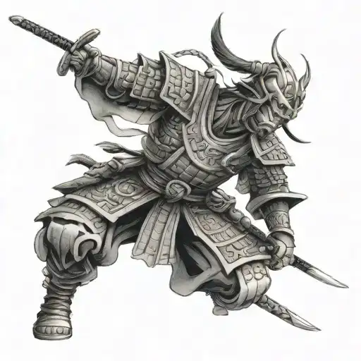 Samurai Warrior And Castle Surrounded