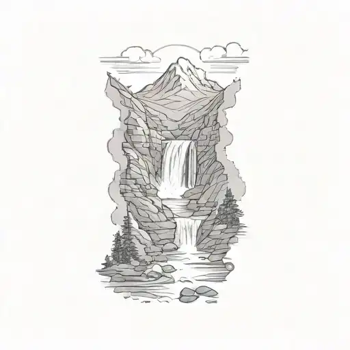 A Waterfall And Mountains