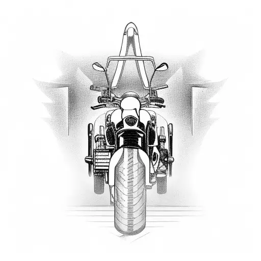 Cruiser Motorcycle With Grim Reaper But Grim Reaper Carrying Guitar Case