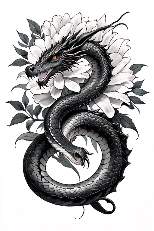 The Birth Flower Of May And June And A Dragon And Snake