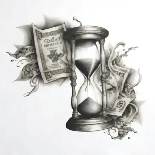 An Hourglass Gradually Disintegrating Into Banknotes