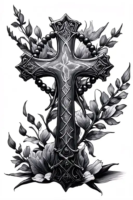 Sketch Of Tattoo In Realism Iron Cross With Beads