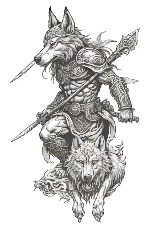 Warrior Of God With Wolf Background