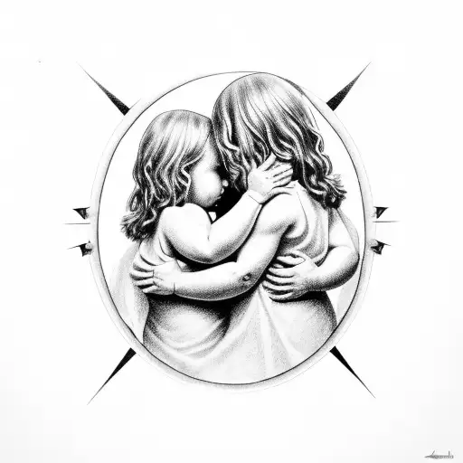 Twin Babies Hugging Being Held By Jesus With Pierced Hands