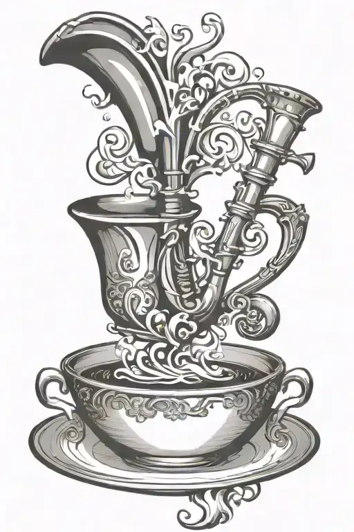 Cup Of Coffee With Steam Shape Of Trumpet