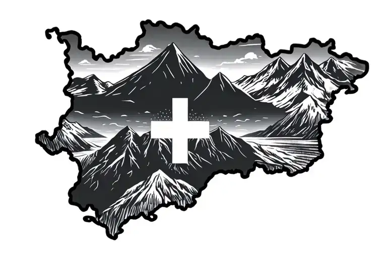 Shape Of Portugal Country With Swiss Alps Inside